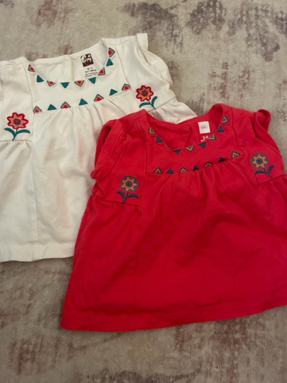 Tea Collection White & Red Embroidered Girls Tops
